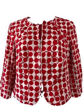 The Wrights Women’s Jacket Red and white size 4 Embroidered Artsy Zip Up Boho